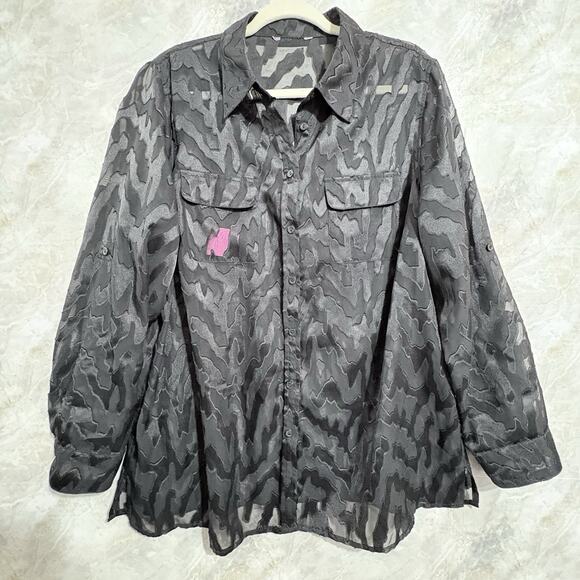 TanJay Tops - Vtg TanJay Fairy Grunge Witchy Womens Shirt Sheer Button up Pockets Black Sz 1X